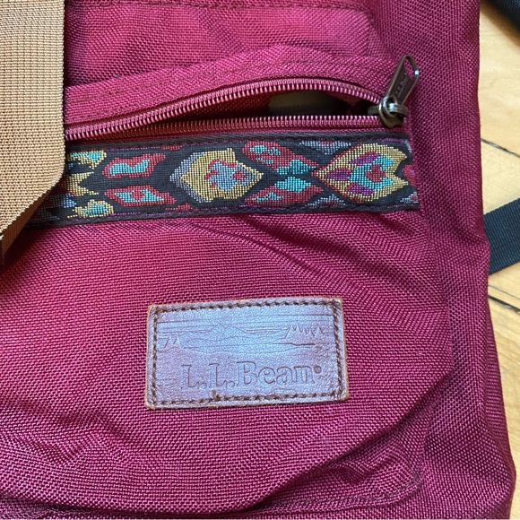 RARE VINTAGE LLBEAN CRANBERRY DAY PACK WITH LEATHER DETAILING - Picture 3 of 4